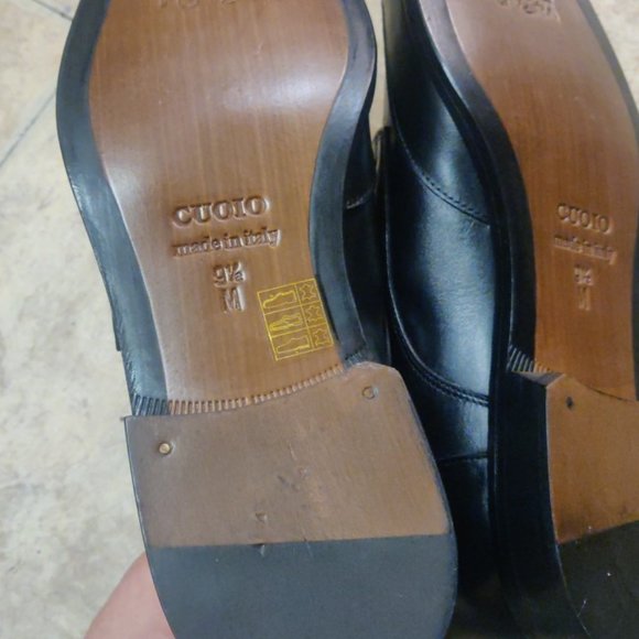 Massimo Matteo 9.5M wingtip single monk strap black made italy 7747 chisel toe - Picture 11 of 12